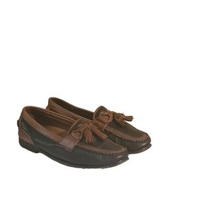 Men Vintage Leather Black And Brown Tassel Loafers By Florsheim Size 9D
